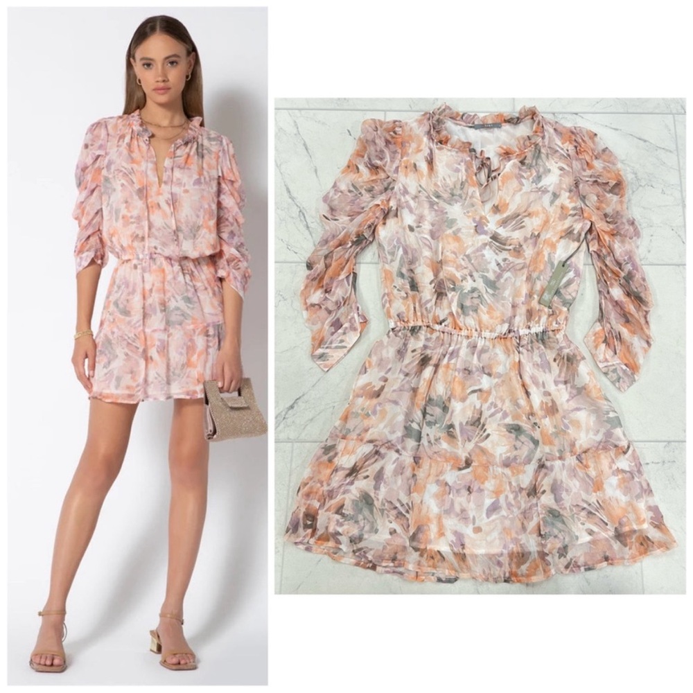 NWT TART Pippa Printed Dress Purple and Pink Size Small